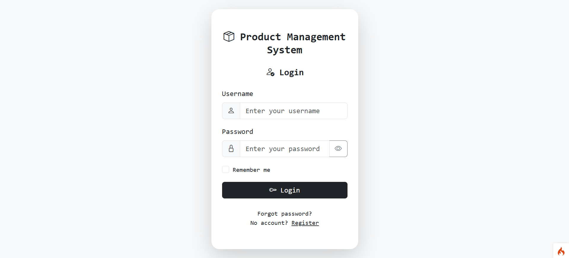 Product Management System Screenshot